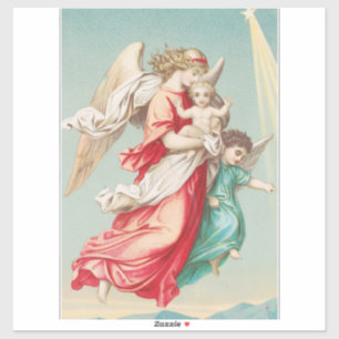 Two angels wear a small child