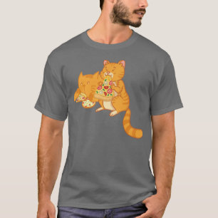 Two Anime Kawaii Cats S Enjoying Delicious Pizza 3 T-Shirt