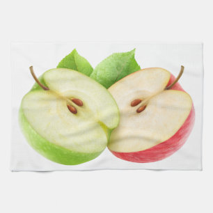 Two apple halves tea towel