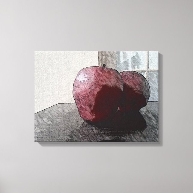 Two Apples Digital Art Canvas Print (Front)