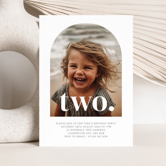 Two Arched Photo Birthday Invitation (Two Arched Photo First Birthday Invitation)