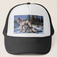 Two arctic wolves painting