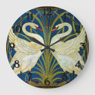 Two Art Deco Swans Acrylic Wall Clock