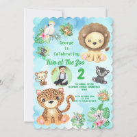 Two at The Zoo Jungle Animals Kids Birthday Photo
