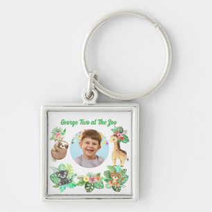 Two at The Zoo Jungle Baby Animals Birthday Favour Key Ring