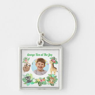 Two at The Zoo Jungle Baby Animals Birthday Favour Key Ring