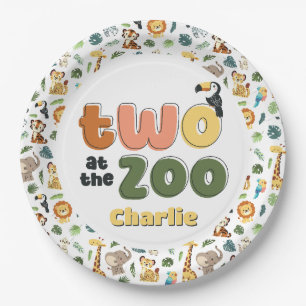 Two at the Zoo Safari Animal Birthday Party Paper Plate
