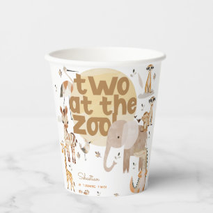 Two at the zoo safari animals kids birthday  paper cups