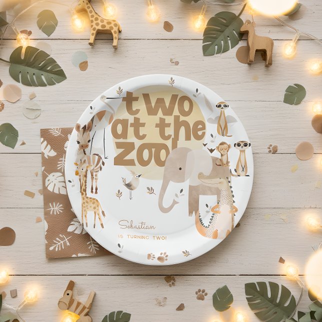 Two at the zoo safari animals kids birthday  paper plate (Creator Uploaded)