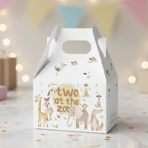 Two at the zoo safari animals second kids birthday favour box