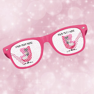 Two Atomic Cat in Bright Pink Chair Polka Dots Retro Sunglasses