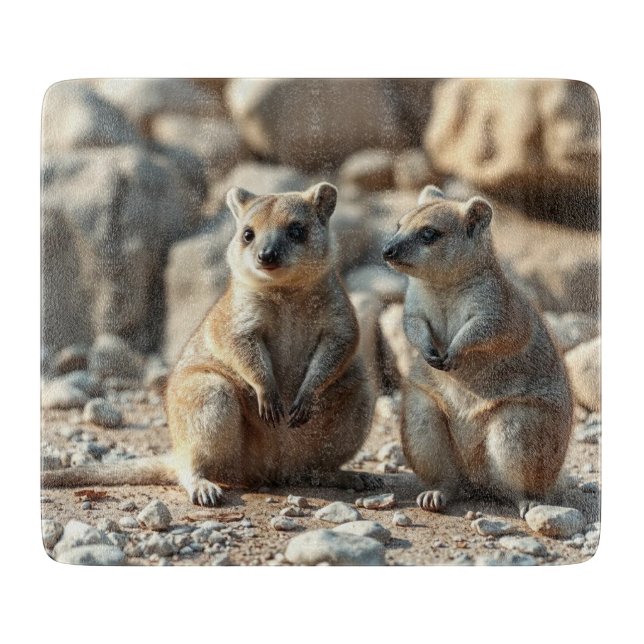 Two Aussie Rottnest IsLand Quokkas,  Cutting Board (Front)