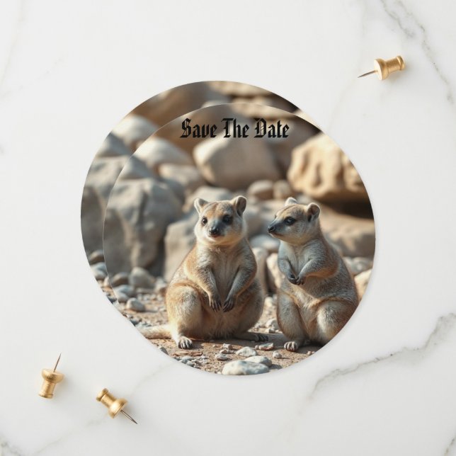 Two Aussie Rottnest IsLand Quokkas, Save The Date (Front/Back In Situ)