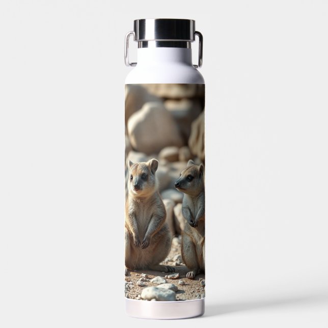 Two Aussie Rottnest IsLand Quokkas,  Water Bottle (Front)