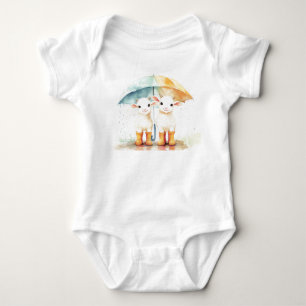 Two Baby Goats on a Rainy Day Bodysuit