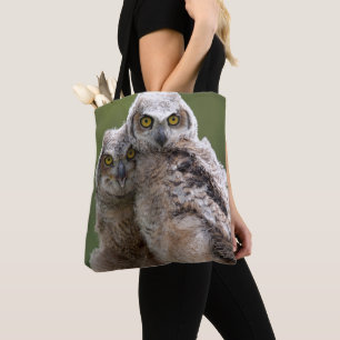Two Baby Great Horned Owls Tote Bag