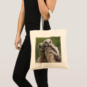 Two Baby Great Horned Owls Tote Bag