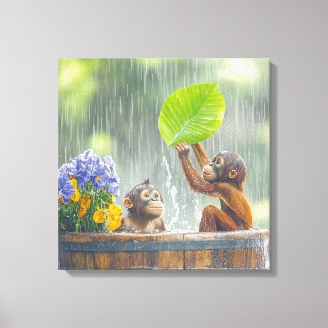 Two Baby Orangutans Canvas Print (Front)