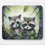 Two Baby Raccoons in the Rain Mouse Pad<br><div class="desc">Two Baby Raccoons in the Rain</div>