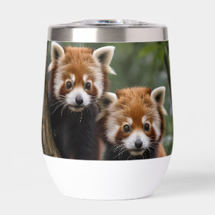 Two Baby Red Panda Bears In A Tree,