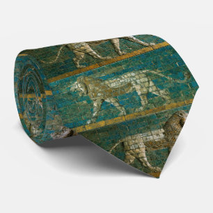 TWO BABYLONIAN LIONS Antique Assyrian Art Tie