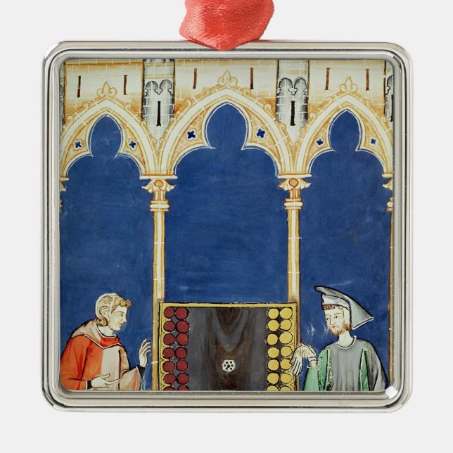 Two Backgammon Players Metal Tree Decoration (Front)