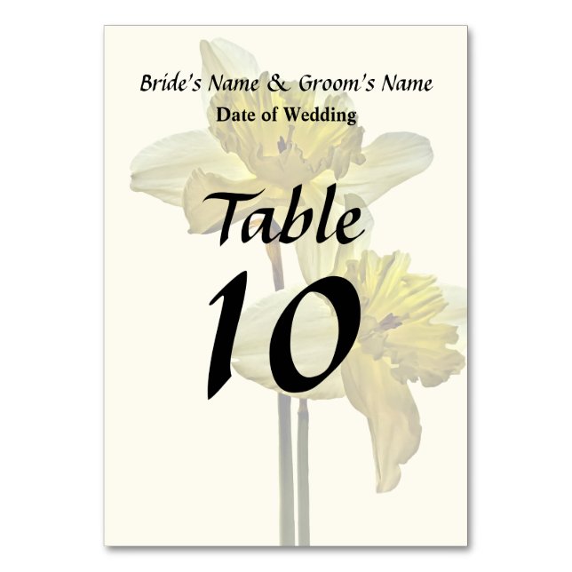 Two Backlit Daffodils Table Number (Front)