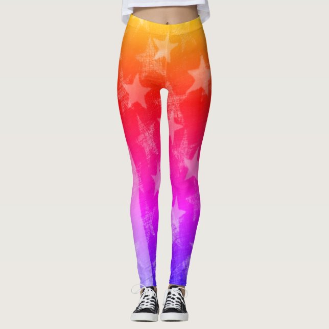 Two backlit USA flags Leggings (Front)