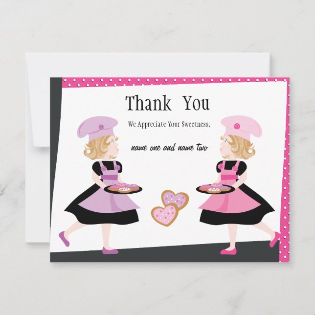 Two Baking Cuties with cookies! Thank You Card (Front)