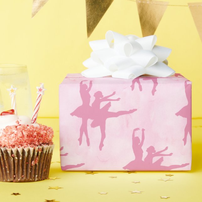 Two Ballerinas Pink All Occasion Wrapping Paper (Birthday Party)