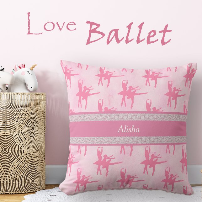 Two Ballerinas Pink Personalised Cushion (Creator Uploaded)