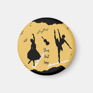 Two Ballet Dancers and Music on Golden Beige Colou Magnet