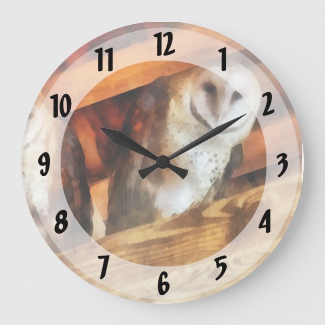Two Barn Owls Large Clock (Front)
