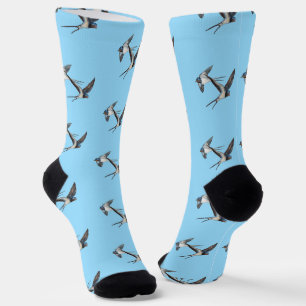 Two Barn Swallows Flying Socks