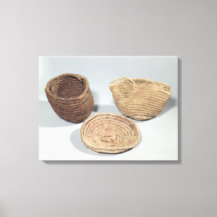 Two baskets and a cover (woven palm fronds) canvas print