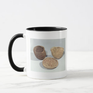 Two baskets and a cover (woven palm fronds) mug
