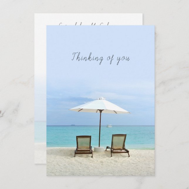 Two Beach Chairs Seaside Custom Flat Note Cards (Front/Back)