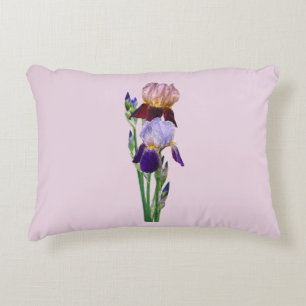 Two Bearded Irises One Maroon One Purple Decorative Cushion