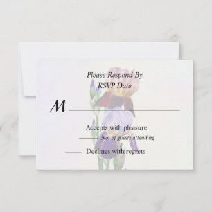 Two Bearded Irises One Maroon One Purple RSVP Card