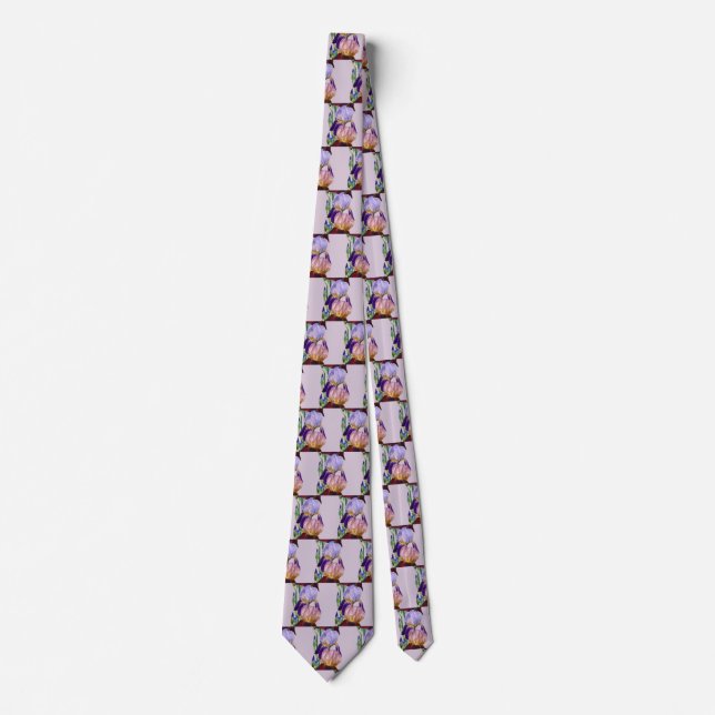 Two Bearded Irises One Maroon One Purple Tie (Front)