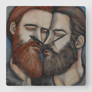 Two Bearded Men Square Wall Clock