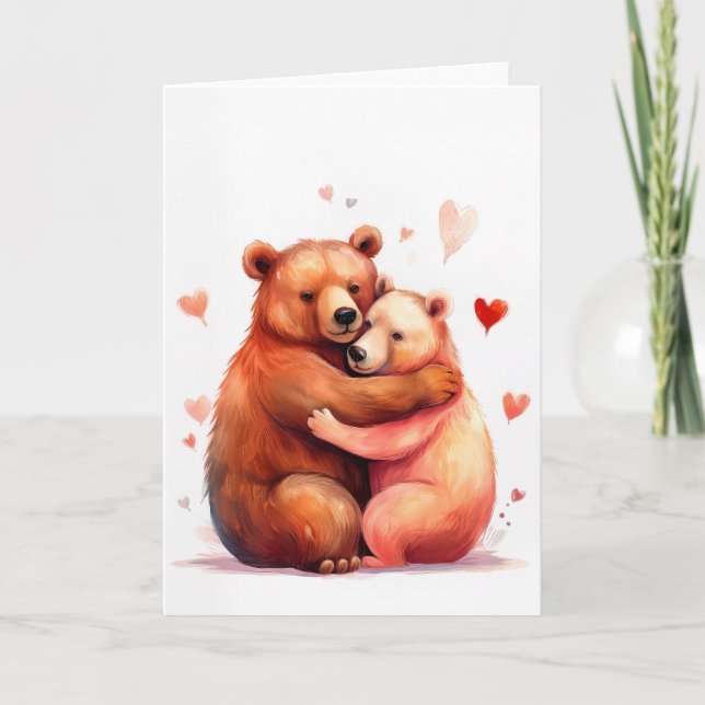 Two bears hug each other for Valentines Day Card (Front)