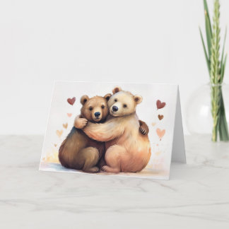 Two bears hug for Valentines Day romance Card