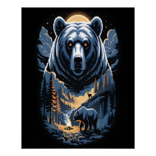 Two bears in the forest dark 3 poster