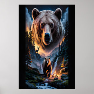 Two bears in the forest dark 6 poster