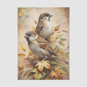 Two Beautiful Birds with Autumn or Fall Leaves Tissue Paper