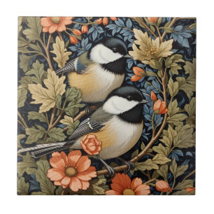 Two Beautiful Black-Capped Chickadees Tile