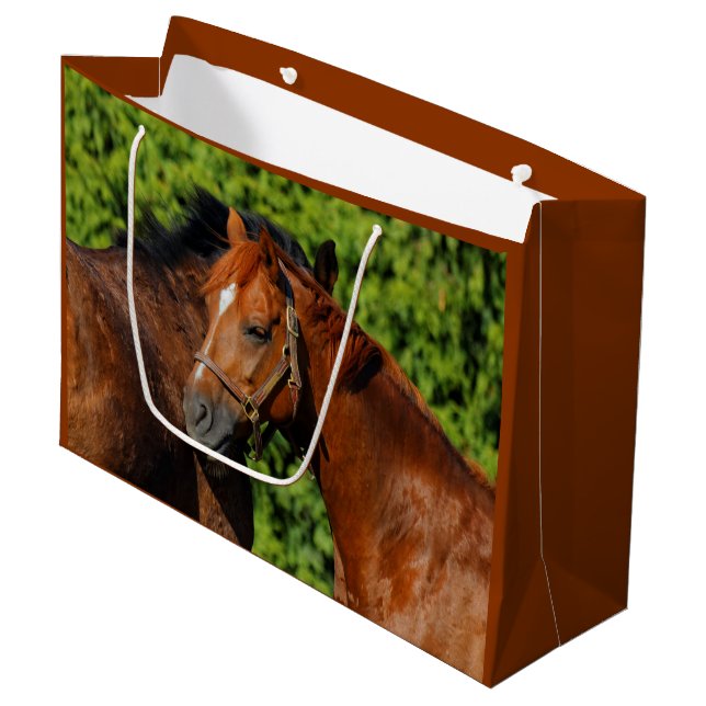 Two Beautiful Chestnut Horses in the Sun Large Gift Bag (Front Angled)