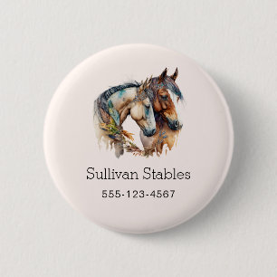 Two Beautiful Horses Western Boho Business 6 Cm Round Badge