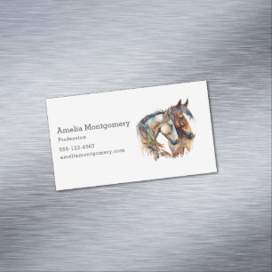 Two Beautiful Horses Western Boho Magnetic Business Card